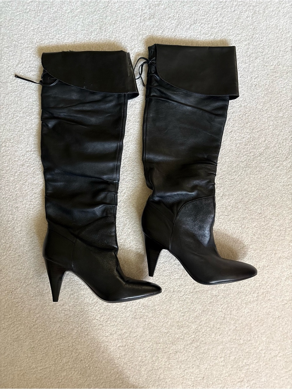 GUESS GENUINE LEATHER
BLACK BOOTS OVER THE KNEE HEELS SIZE 11 Y2K - Picture 2 of 16